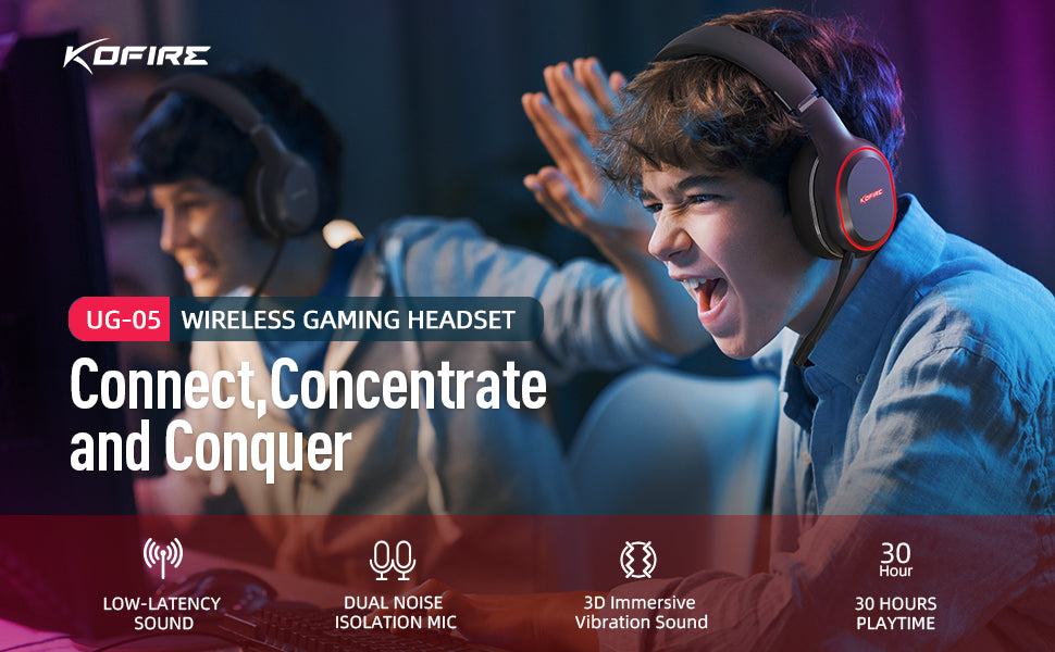 Kofire UG-05 Gaming Headset – Wireless, RGB, Vibration, Dual Mode