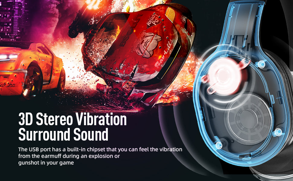 Kofire UG-05 Gaming Headset – Wireless, RGB, Vibration, Dual Mode