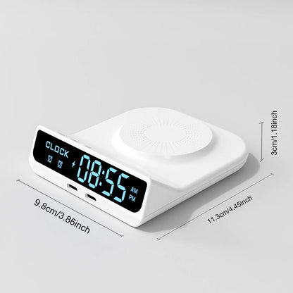 15W Fast Magnetic Wireless Charger – Dual PD, LED Clock & Alarm