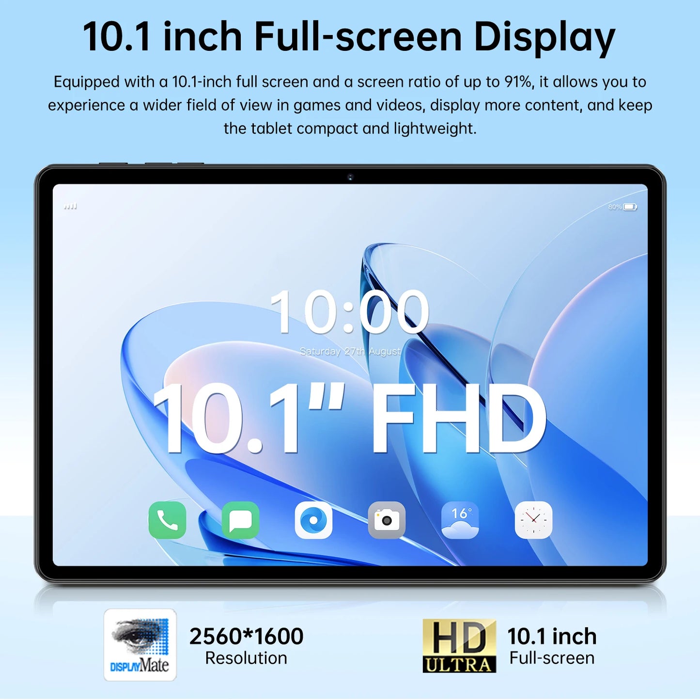 Pro 13 Tablet – 10.1'', 16GB+1TB, 5G WiFi, Fingerprint Unlock, 10000mAh