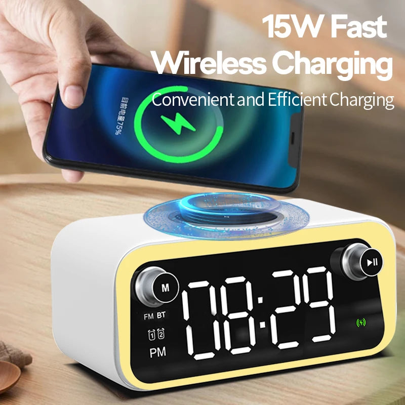 Multifunctional Wireless Fast Charging Desk Lamp – Bluetooth & Clock