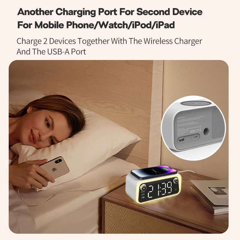 Multifunctional Wireless Fast Charging Desk Lamp – Bluetooth & Clock