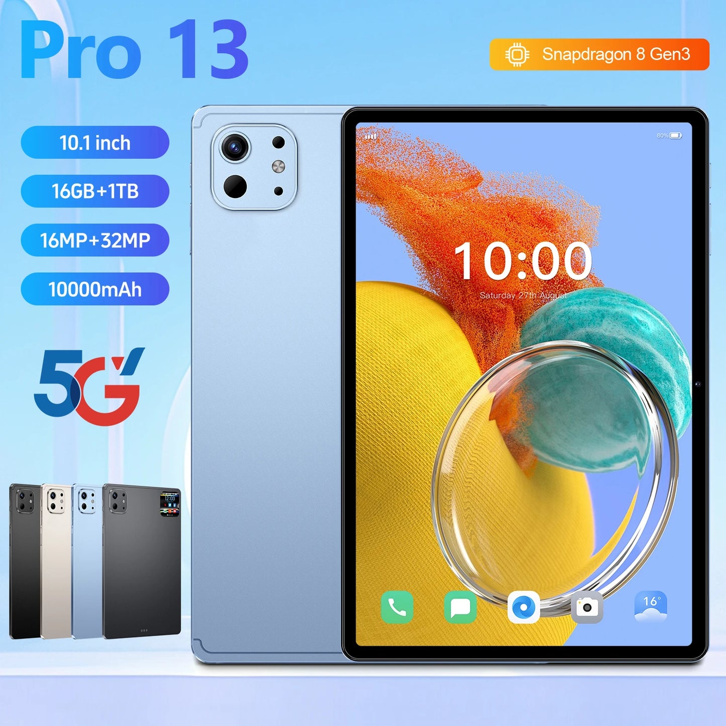 Pro 13 5G Tablet – 16GB+1TB, 16MP+32MP Cameras, Android 15, Dual SIM