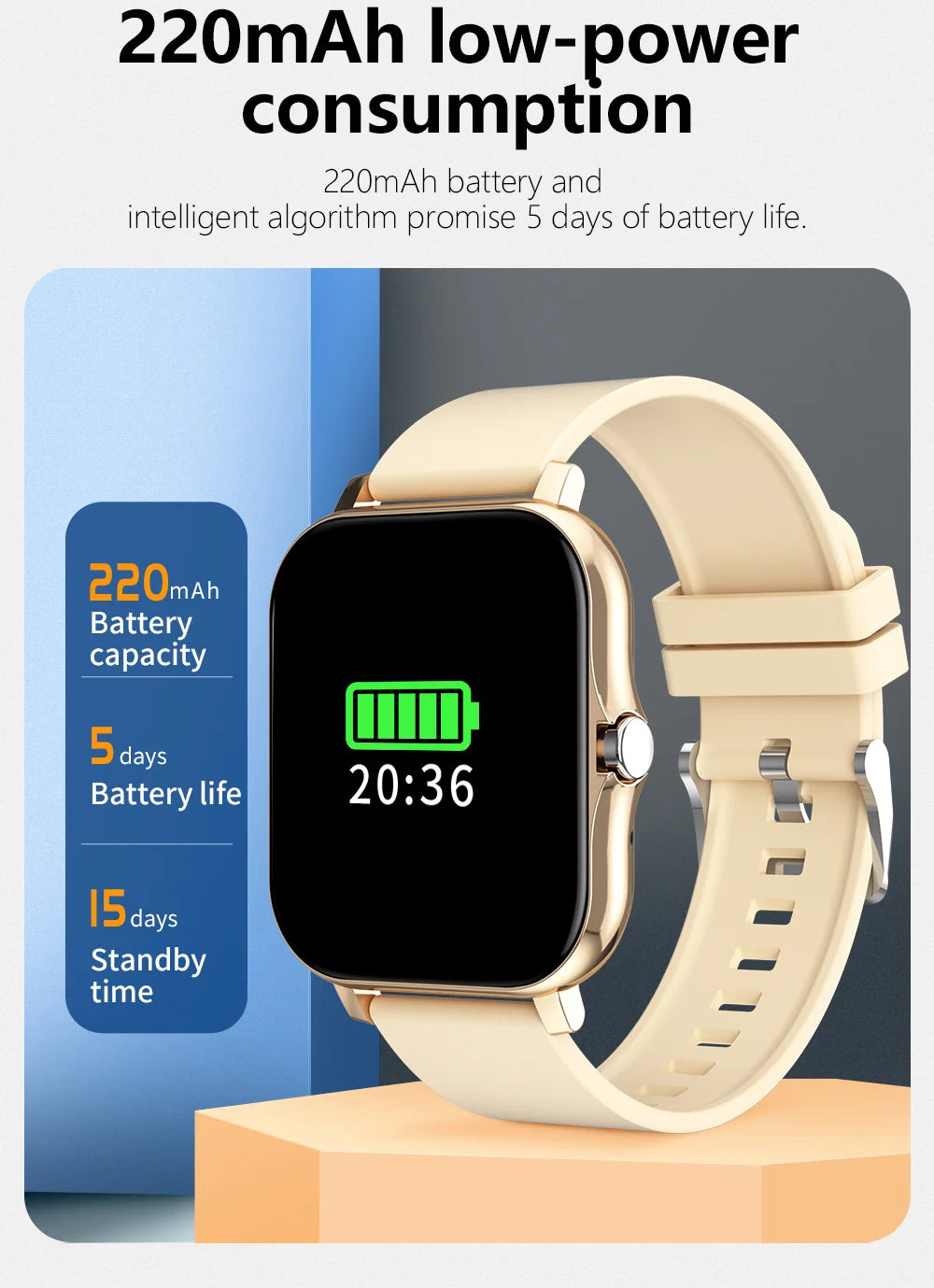 Y13 Smartwatch – Sports, Fitness Tracker, Gold Square, Double Straps