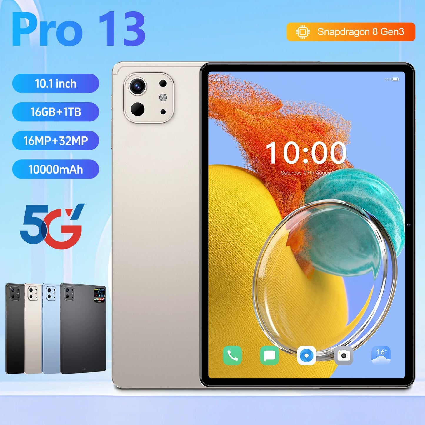 Pro 13 5G Tablet – 16GB+1TB, 16MP+32MP Cameras, Android 15, Dual SIM