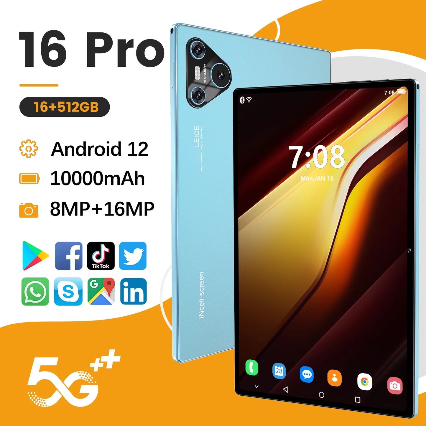 Ultimate Pad 16Pro – 10.1'' Android 14 Tablet, Snapdragon 8 Gen3, 16GB+1TB, 5G