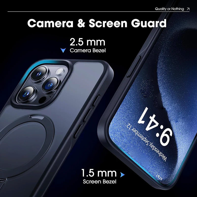 Magnetic Phone Case with Ring Stand – iPhone 11–15 Pro/Max