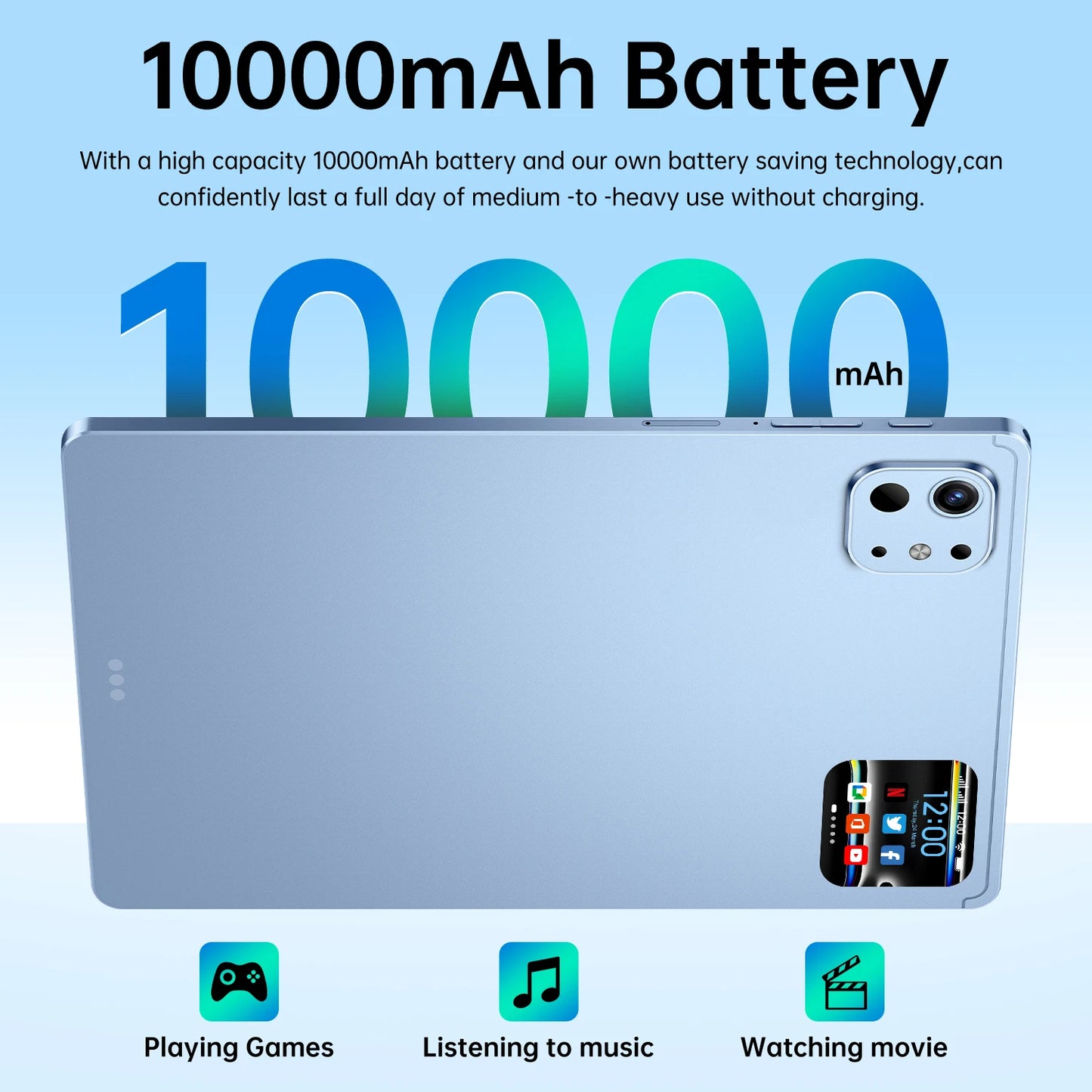 Pro 13 Tablet – 10.1'', 16GB+1TB, 5G WiFi, Fingerprint Unlock, 10000mAh