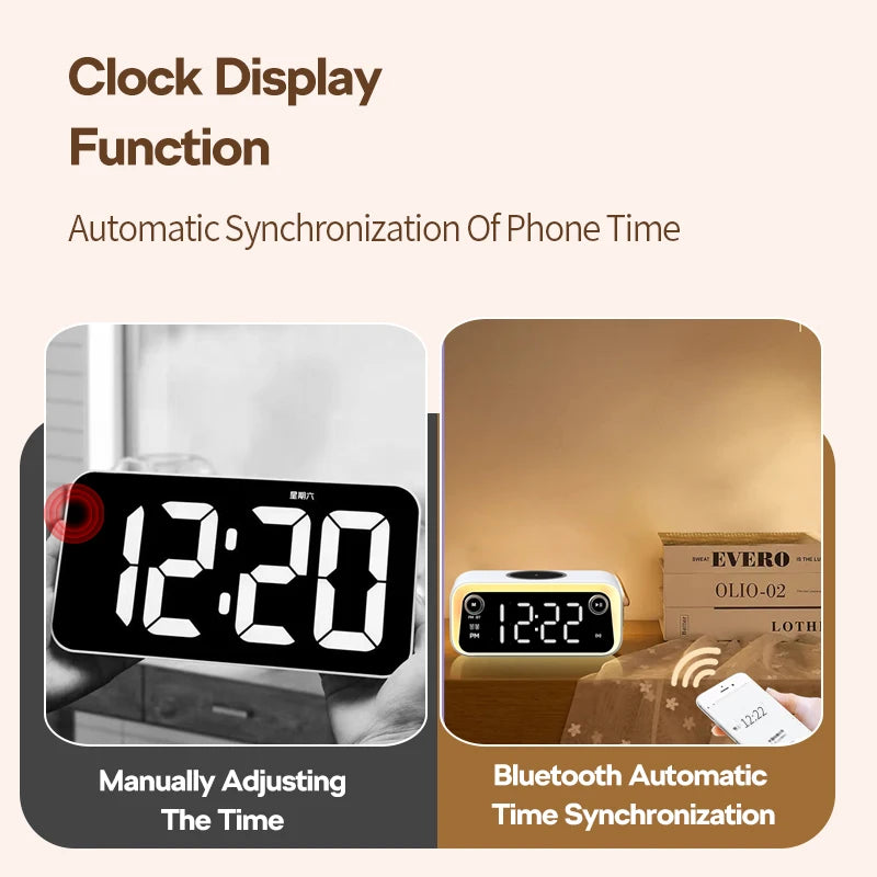 Multifunctional Wireless Fast Charging Desk Lamp – Bluetooth & Clock
