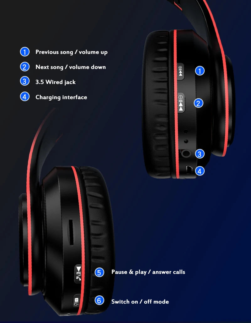 Gamer Bluetooth Headphones – Surround Sound, Wireless, RGB, USB & Mic