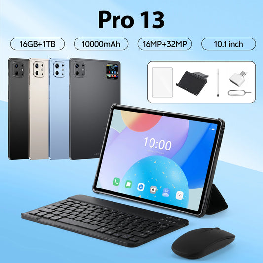 Pro 13 Tablet – 10.1'', 16GB+1TB, 5G WiFi, Fingerprint Unlock, 10000mAh