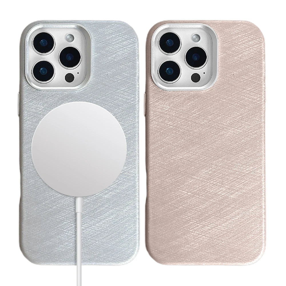 Luxury PU Silk Leather Case – Magnetic Cover for iPhone 13–16 Pro/Max