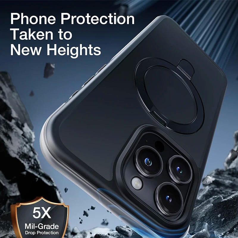 Magnetic Phone Case with Ring Stand – iPhone 11–15 Pro/Max