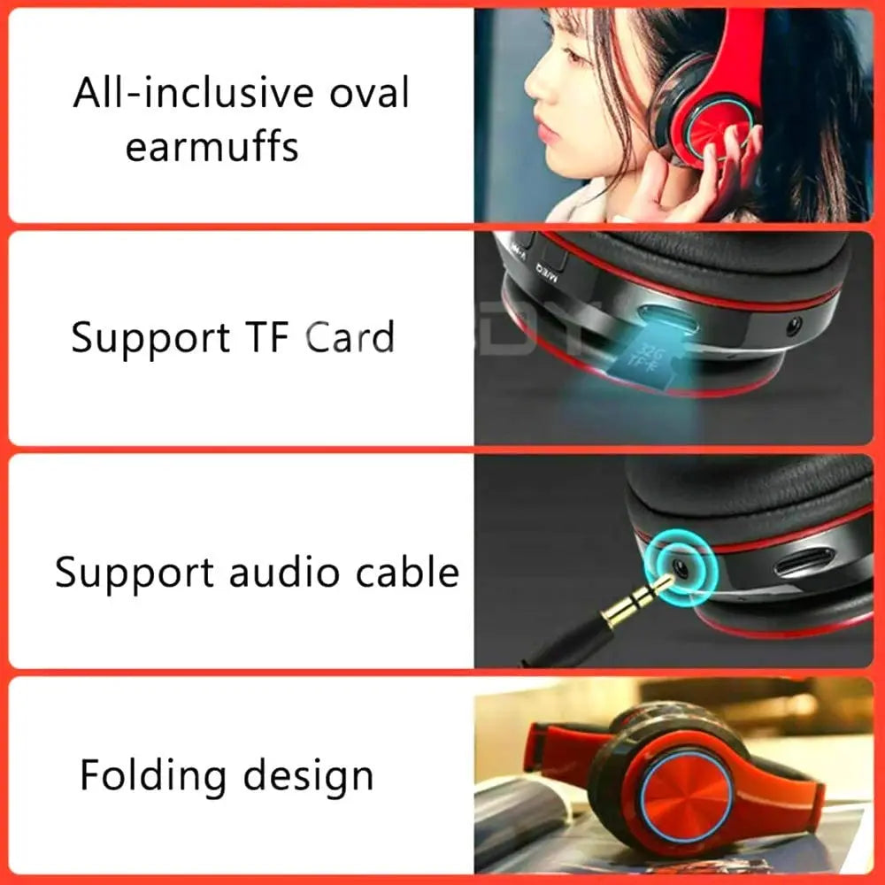 Gamer Bluetooth Headphones – Surround Sound, Wireless, RGB, USB & Mic