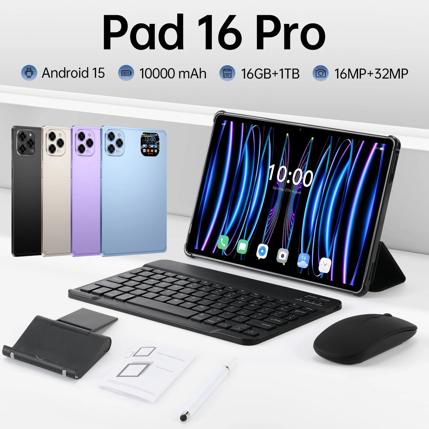 Update Pad 16 Pro Tablet – 32MP Cameras, 10-Core Android, 16GB+1TB