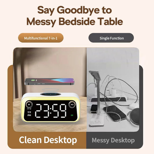 Multifunctional Wireless Fast Charging Desk Lamp – Bluetooth & Clock