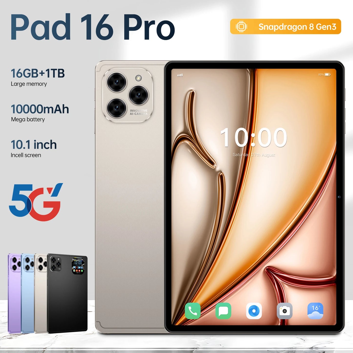 Update Pad 16 Pro Tablet – 32MP Cameras, 10-Core Android, 16GB+1TB