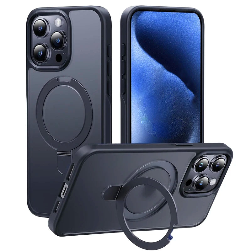 Magnetic Phone Case with Ring Stand – iPhone 11–15 Pro/Max
