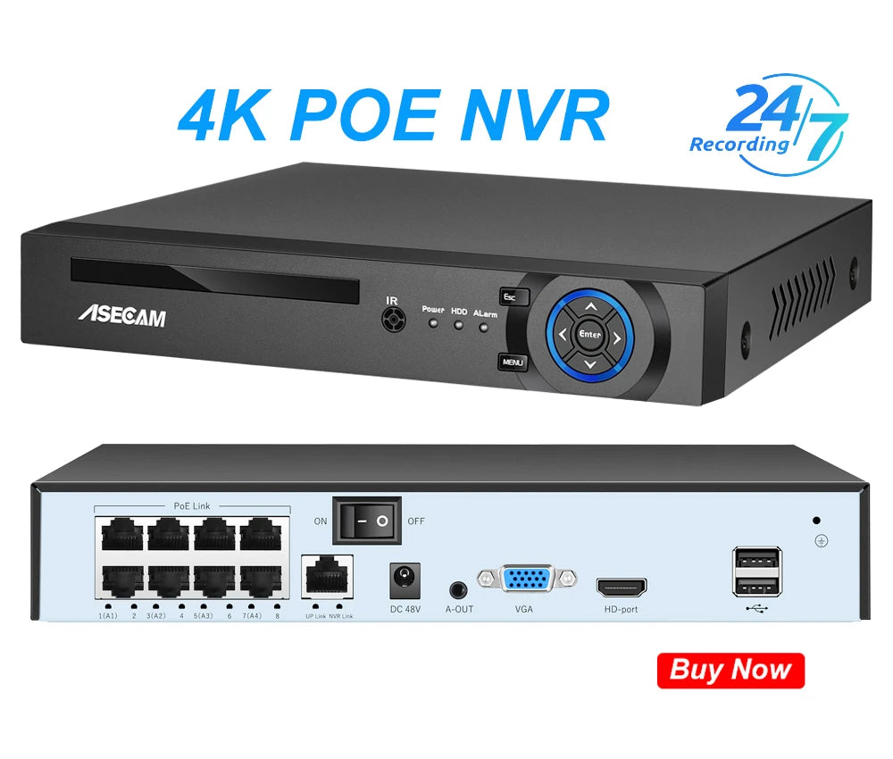 8MP 4K PTZ POE Camera – AI Face Detection, Audio, Night Vision