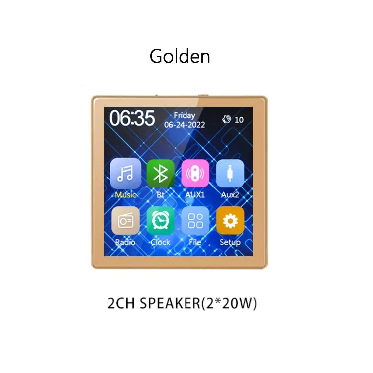 Mini Touchscreen 4×25W Bluetooth Wall Amplifier – Stereo PA System