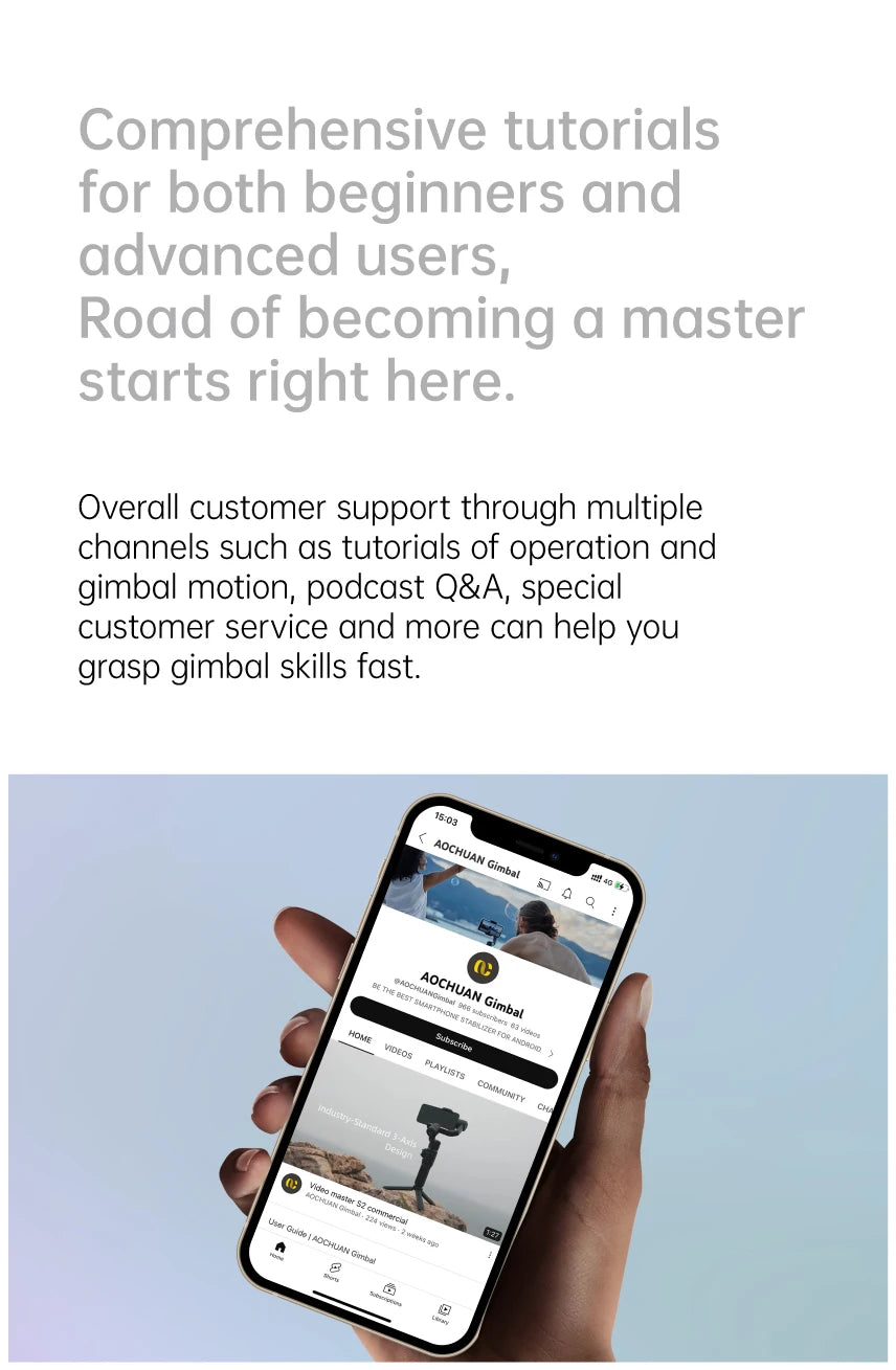 AOCHUAN 3-Axis Handheld Gimbal – SmartXE for iPhone & Android, AI Face Tracking