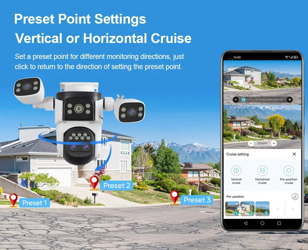 LS Vision 20MP Outdoor WiFi Camera – 4 Lens, 10X Zoom, Auto Tracking