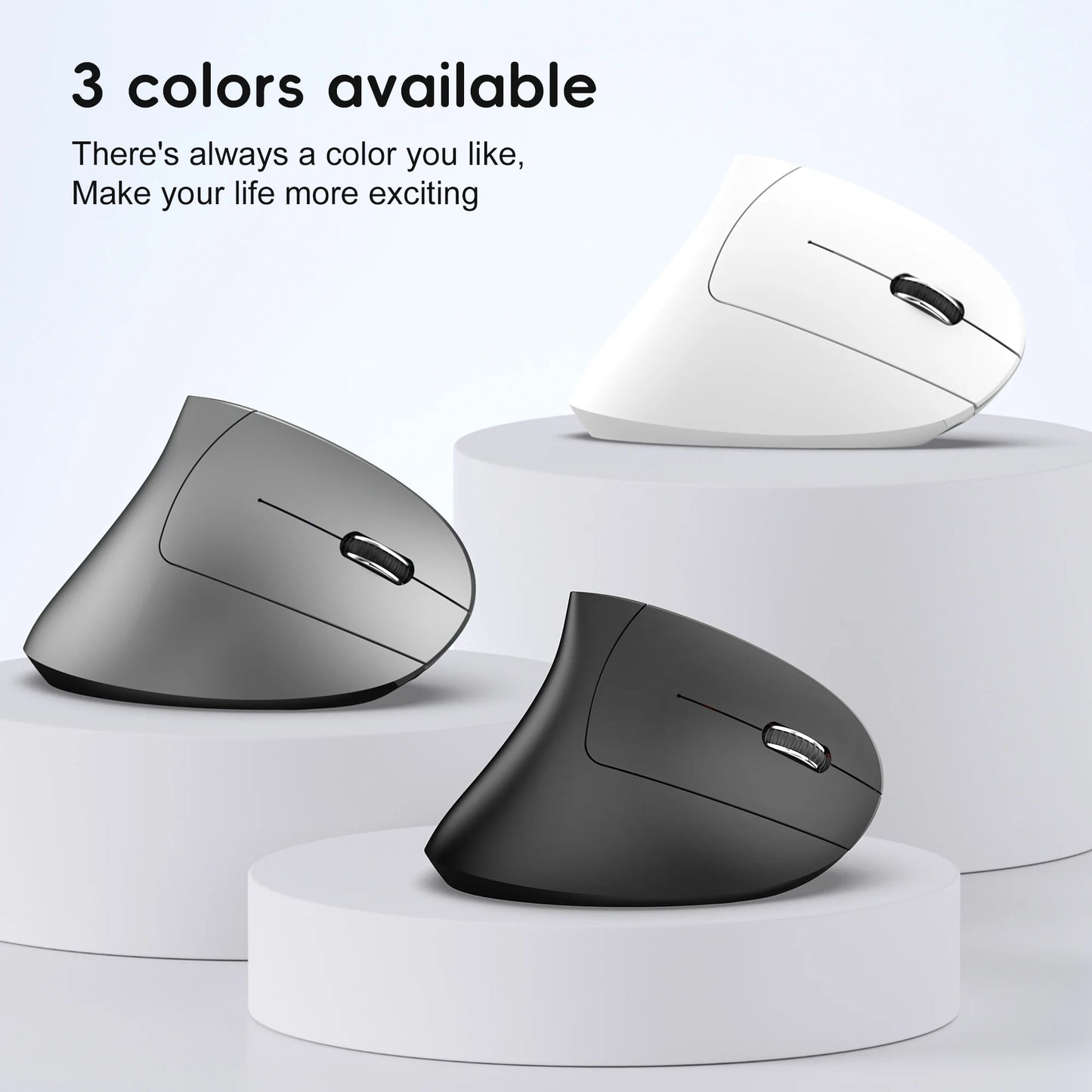 HXSJ Dual-Mode Vertical Mouse – 2025 Ergonomic Rechargeable 2400DPI
