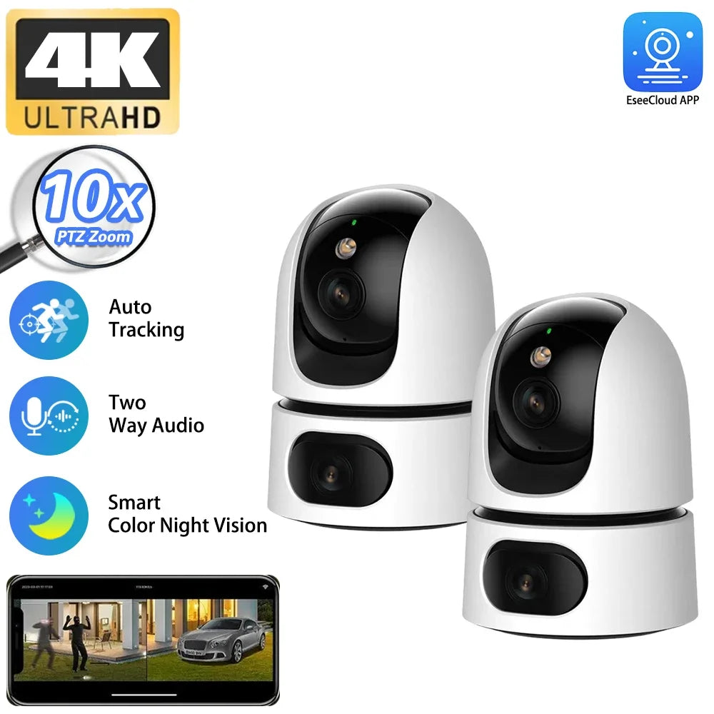 Dual Lens 4K 8MP WiFi PTZ Camera – 10X Zoom, Auto Tracking, Indoor Security