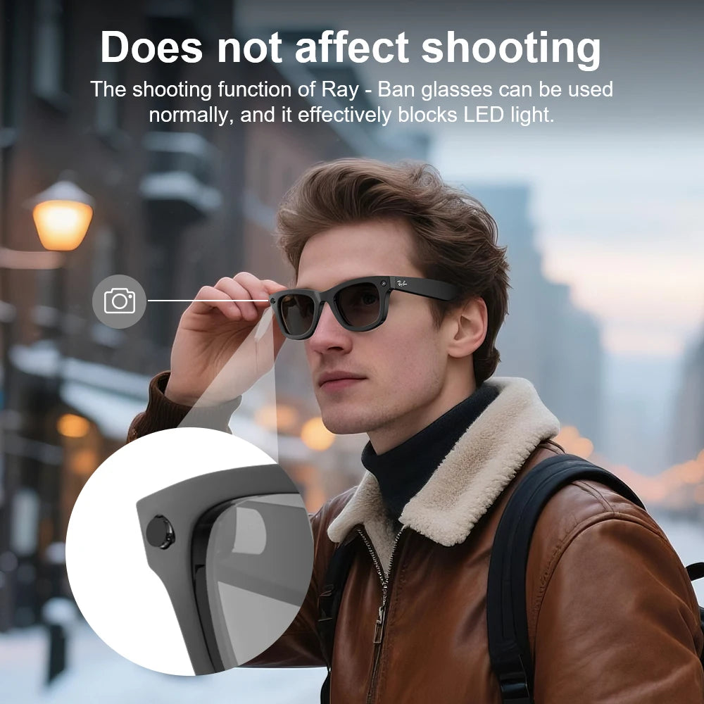 HIBLOKS AI Smart Glasses Sticker – Video Recording & Shading for Ray-Ban