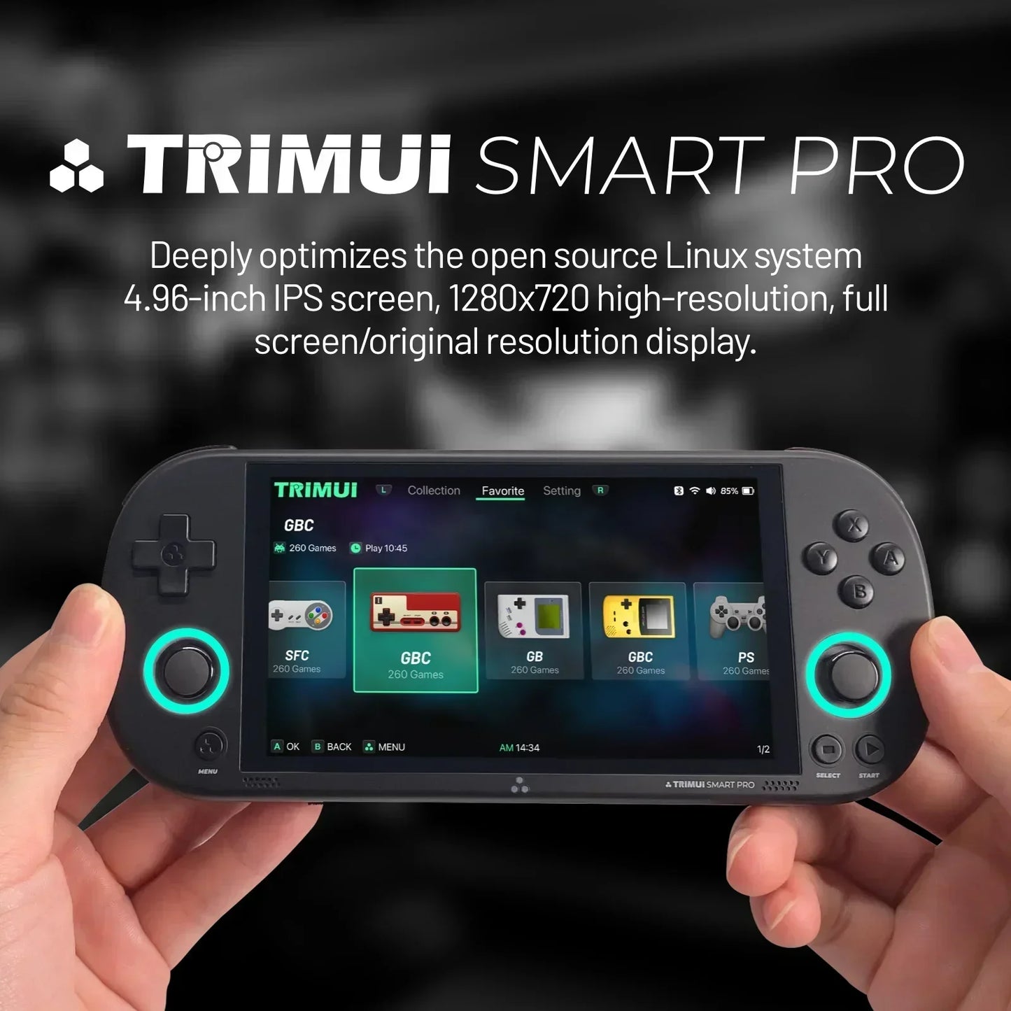 Trimui Smart Pro Handheld Console – 4.96'' IPS, Linux, Retro Gaming