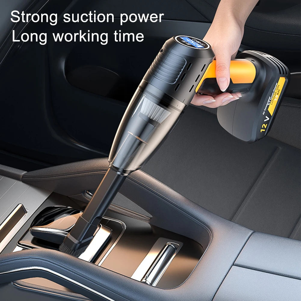 4-in-1 Car Vacuum & Tire Inflator – Cordless, LED, Strong Suction
