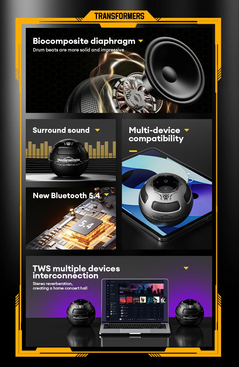 Transformers TF-Y17 Portable Bluetooth Speaker – Long Battery, Stereo Sound