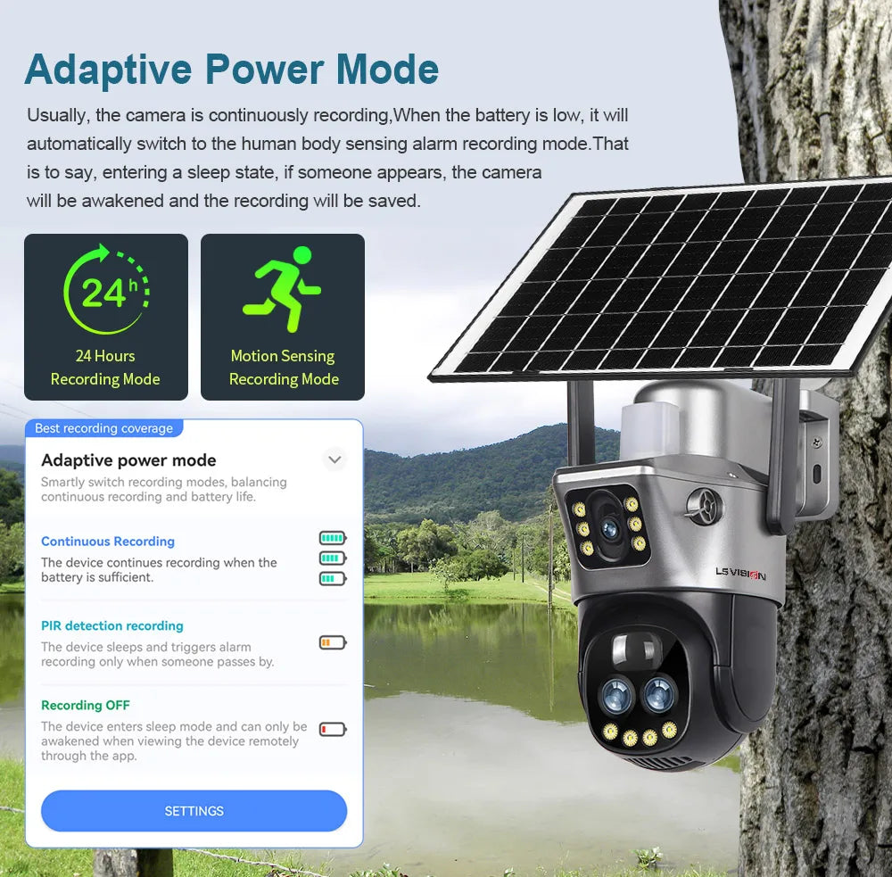 LS Vision V380 Dual Lens Solar Camera – 8MP 4K, 10X Zoom, WiFi/4G