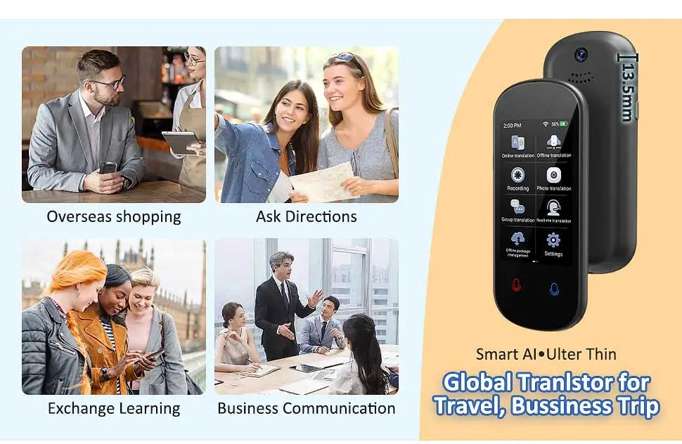 Z2 Instant AI Voice Translator – 3.1'' Touchscreen, Real-Time with Recording