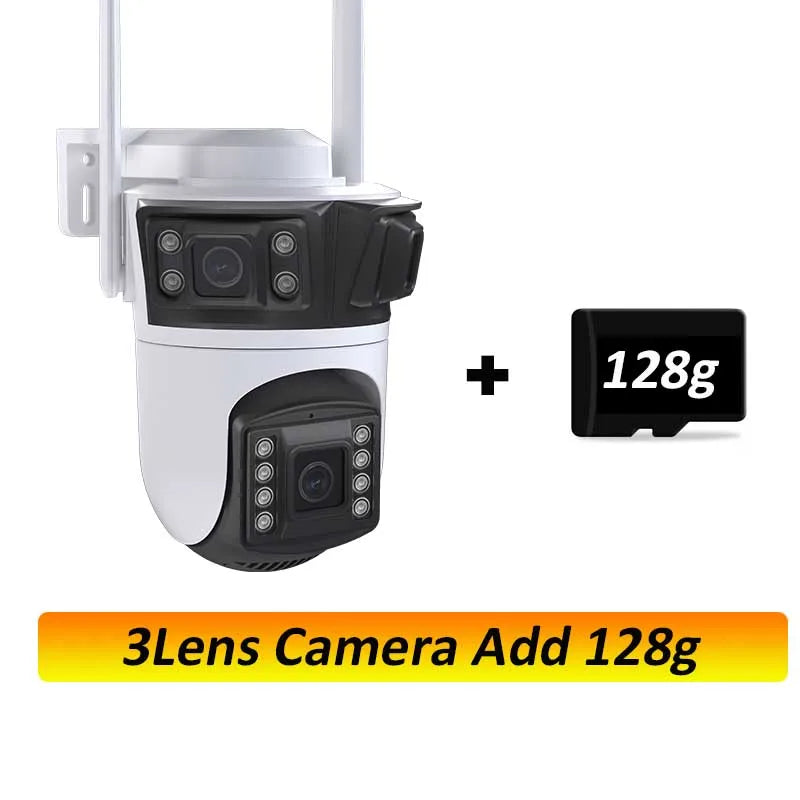 6K HD PTZ Outdoor WiFi Camera – 3 Lens, Auto Tracking Security