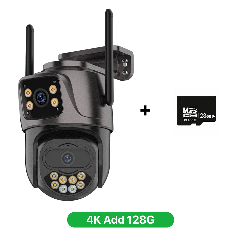 6K 9MP Outdoor WiFi Camera – Triple Lens, Dual Screen, PTZ Auto Tracking