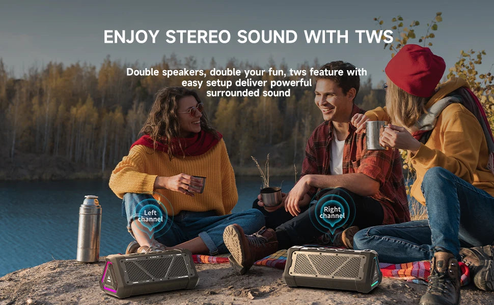 MLOVE P3 Outdoor Bluetooth Speaker – 40W, IPX7 Waterproof, RGB Light