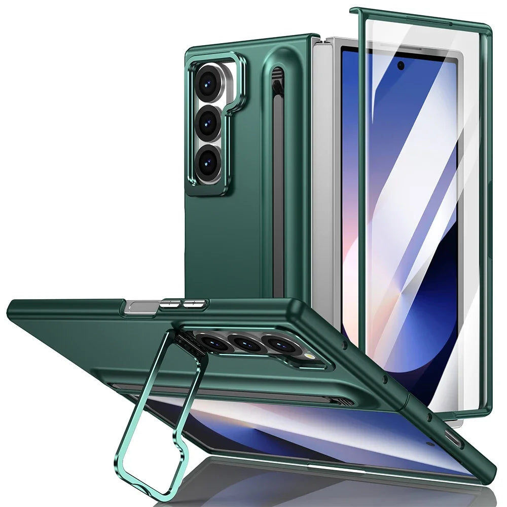 Galaxy Z Fold 4–7 Case – Metal Stand, S Pen Slot & Screen Guard