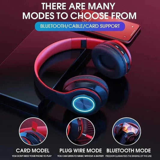 Wireless Bluetooth 5.0 On-Ear Headphones – Stereo, Mic, Foldable for Gaming & Sports