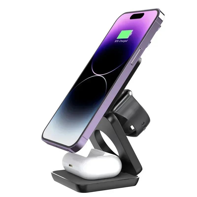 3-in-1 Foldable Magnetic Wireless Charger – iPhone, iWatch & AirPods
