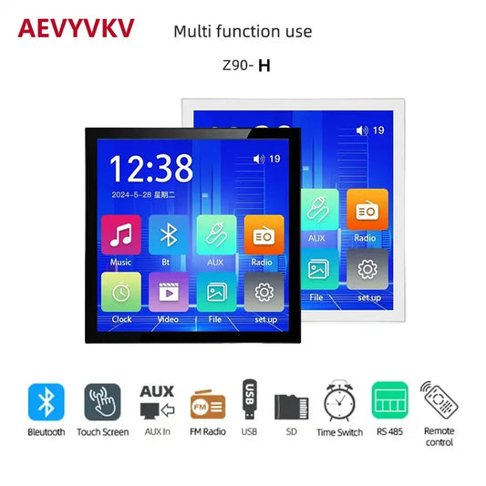 4'' Bluetooth Wall Amplifier – Touchscreen Mini Stereo, Home Theater Audio