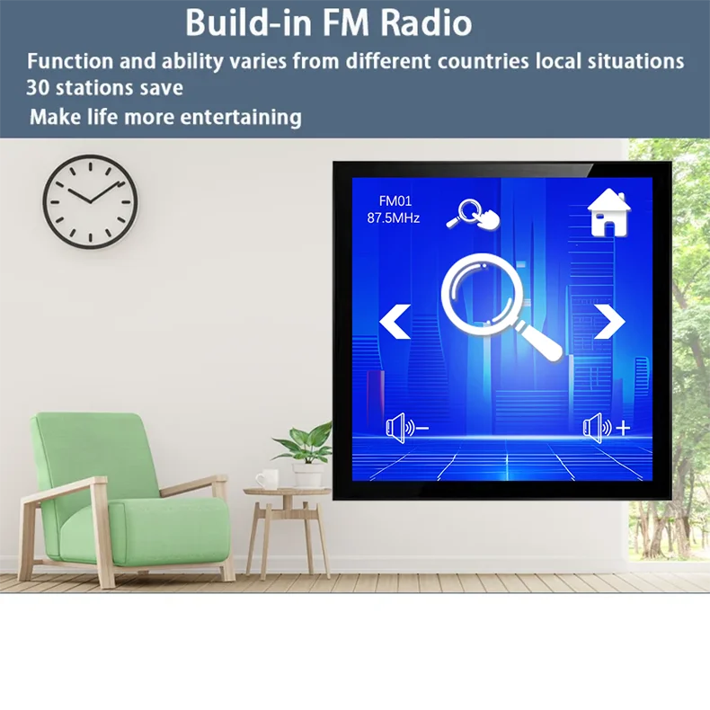 4'' Bluetooth Wall Amplifier – Touchscreen Mini Stereo, Home Theater Audio