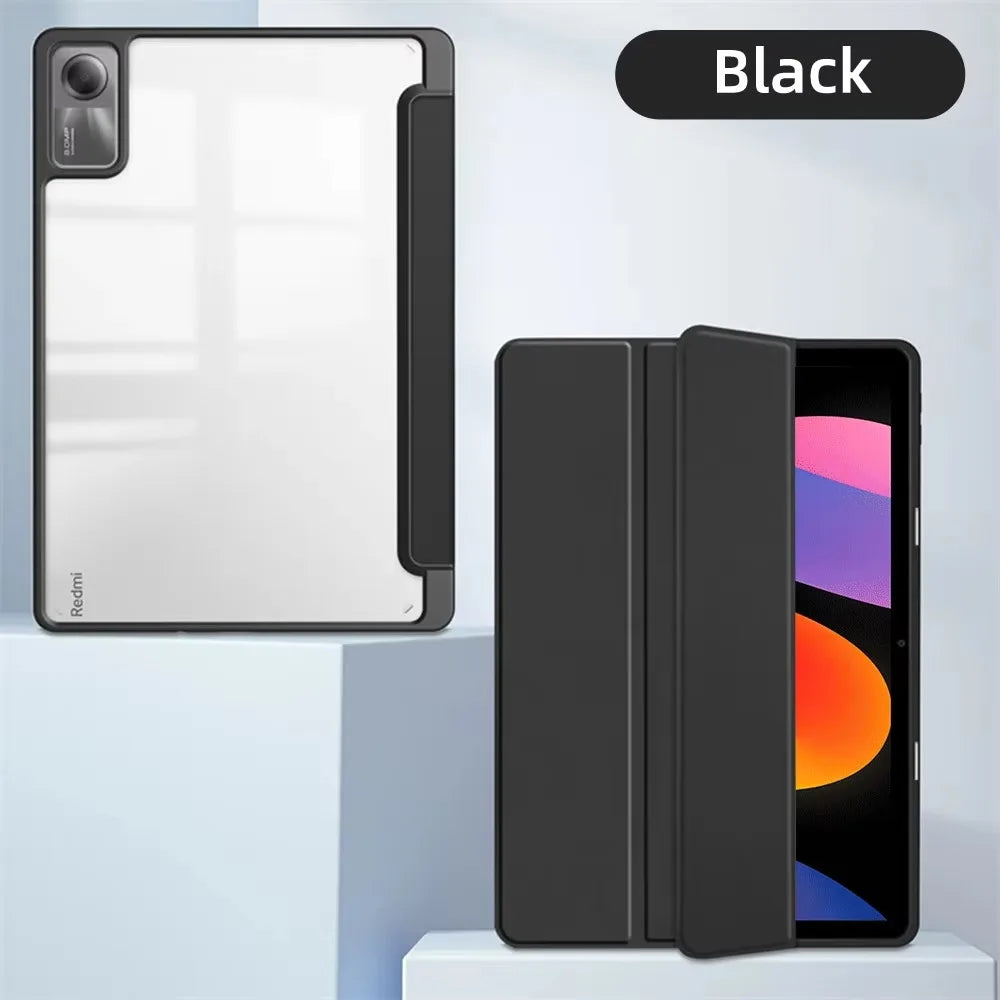 Transparent Hard Case for Redmi Pad SE – Awake/Sleep Cover, 8.7–12.1