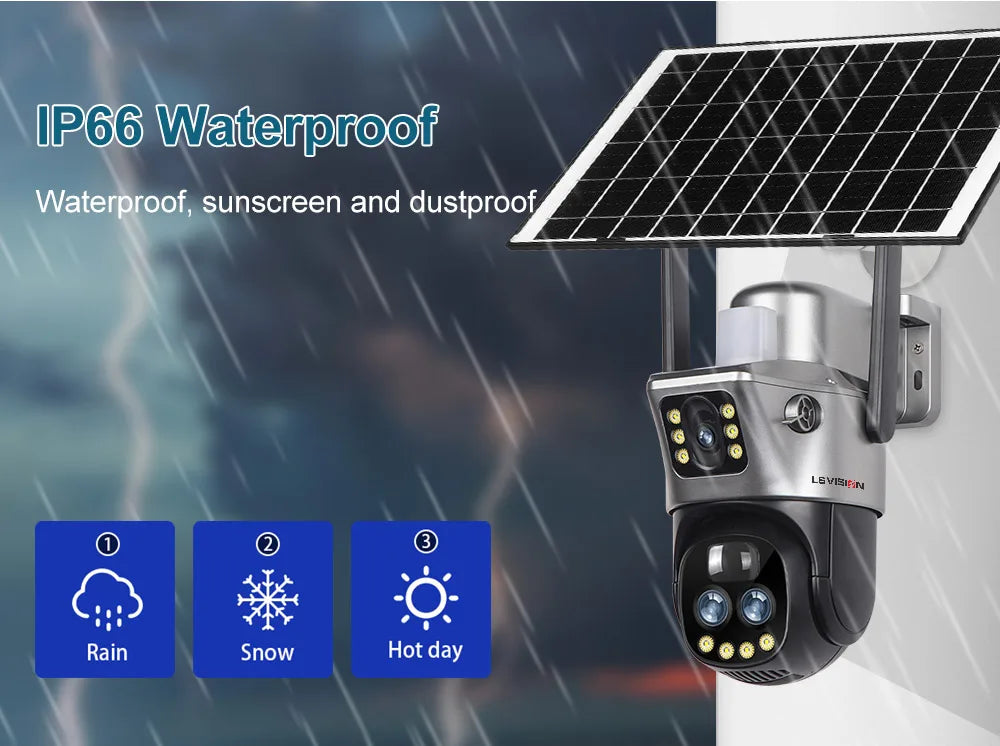 LS Vision V380 Dual Lens Solar Camera – 8MP 4K, 10X Zoom, WiFi/4G
