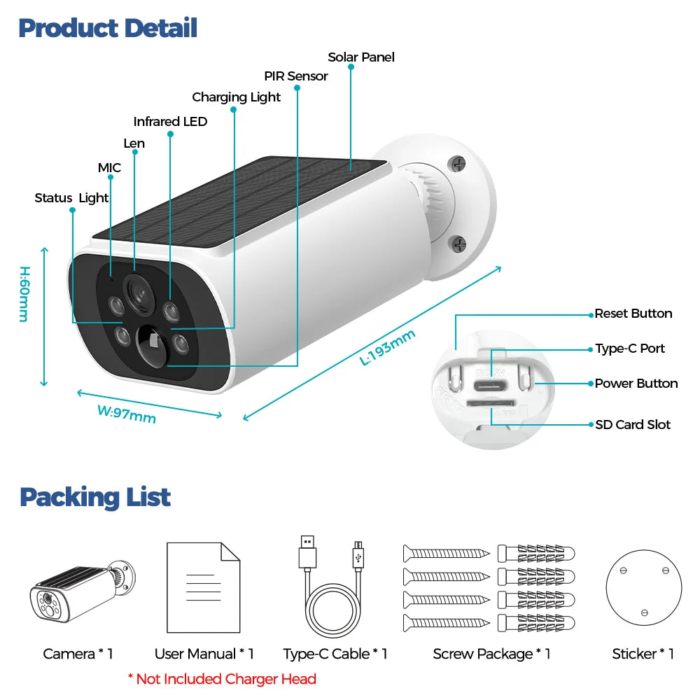 ALEVIO Solar WiFi Camera – 2.5K Outdoor Security, PIR & Night Vision