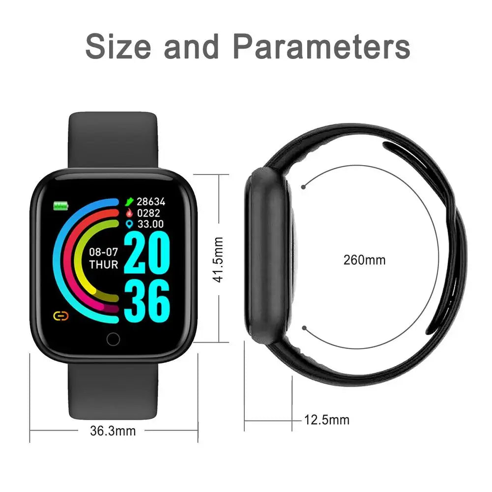 D20 Y68 Smartwatch – Fitness Tracker, Sports, IP67 Waterproof, Android Compatible
