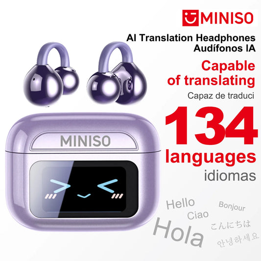 MINISO MS201 Bluetooth EarClip Headphones – AI Translator, 60H Playtime