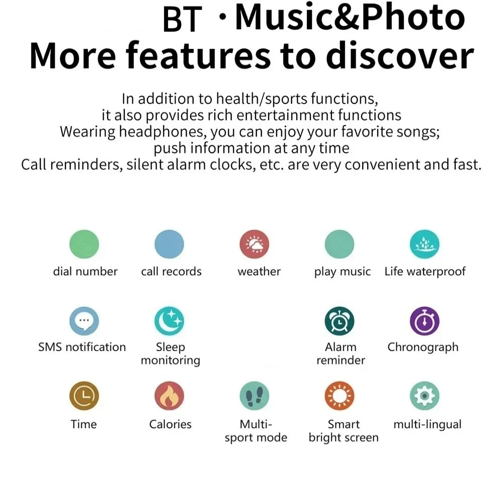 2025 Smartwatch – 1.73'' Screen, Bluetooth Call, Blood Oxygen & Pressure Monitor