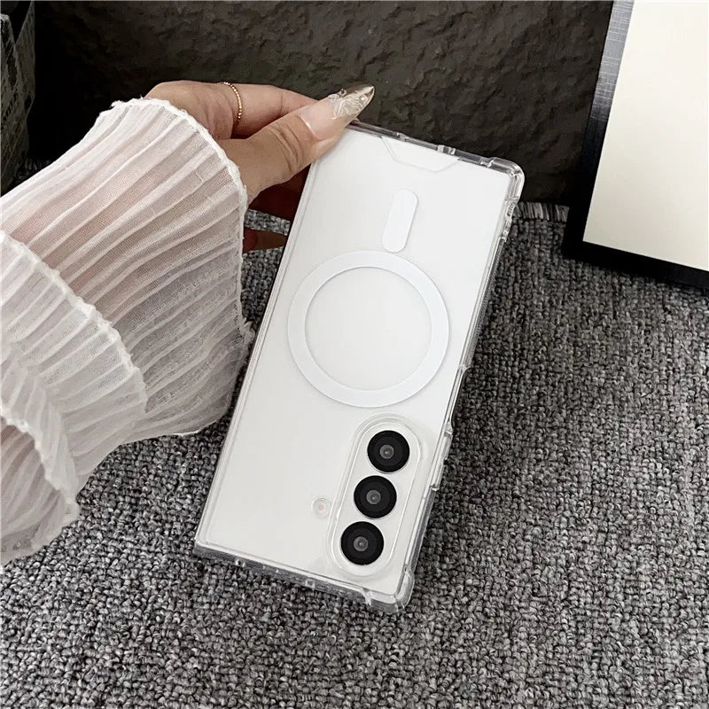 Samsung Z Fold 7 Clear Magnetic Case – MagSafe & Wireless Charging