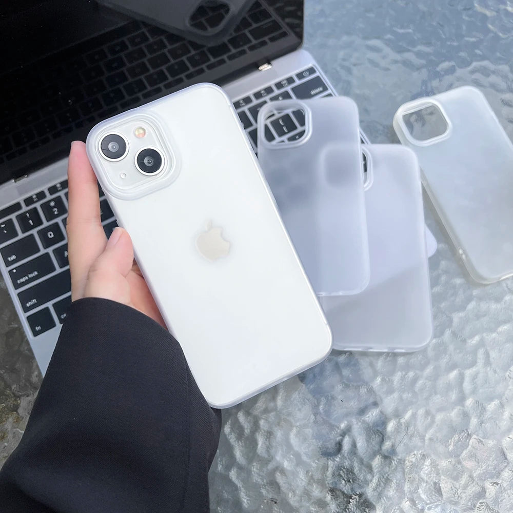 Soft TPU Matte Phone Case – Transparent Cover for iPhone 11–17 Series